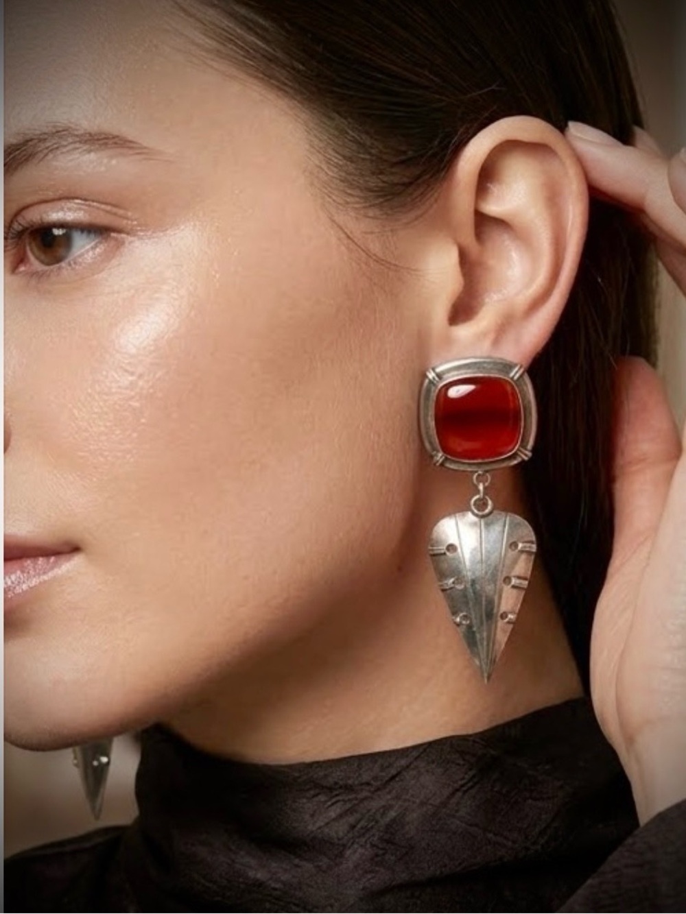 Sterling Silver and Carnelian Handcrafted Drop Earrings